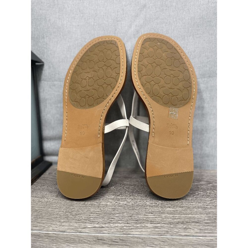 Coach Women's Josie Leather Sandals - Chalk/Stone 10B - Picture 6 of 13